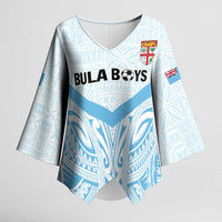 Fiji Football Custom Kimono Sleeve Blouse Bula Boys Go Champions LT9 Female Blue - Polynesian Pride