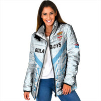 Fiji Football Custom Padded Jacket Bula Boys Go Champions LT9 Women Blue - Polynesian Pride