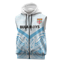 Fiji Football Custom Sleeveless Zip Hoodie Bula Boys Go Champions LT9 Blue - Polynesian Pride