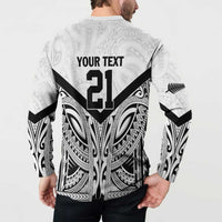 New Zealand Football Custom Button Sweatshirt All White Fern Go Champions