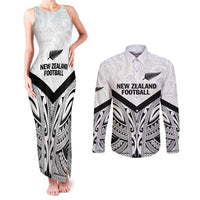 New Zealand Football Custom Couples Matching Tank Maxi Dress and Long Sleeve Button Shirt All White Fern Go Champions