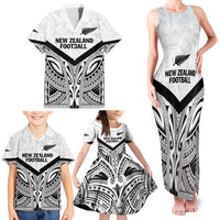New Zealand Football Custom Family Matching Tank Maxi Dress and Hawaiian Shirt All White Fern Go Champions