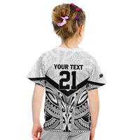 New Zealand Football Custom Kid T Shirt All White Fern Go Champions