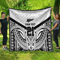 New Zealand Football Custom Quilt All White Fern Go Champions