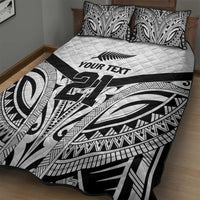 New Zealand Football Custom Quilt Bed Set All White Fern Go Champions