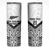 New Zealand Football Custom Skinny Tumbler All White Fern Go Champions