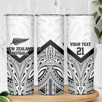 New Zealand Football Custom Skinny Tumbler All White Fern Go Champions