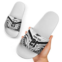 New Zealand Football Custom Slide Sandals All White Fern Go Champions - Polynesian Pride