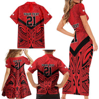 Tahiti Football Custom Family Matching Short Sleeve Bodycon Dress and Hawaiian Shirt Toa Aito Go Champions