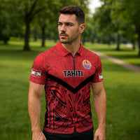 Tahiti Football Custom Zipper Polo Shirt Toa Aito Go Champions - Polynesian Pride