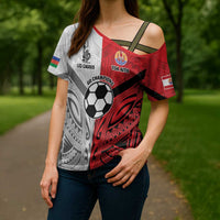New Caledonia-Tahiti Football Custom Cross Shoulder Shirt Together Go Champions - Polynesian Pride