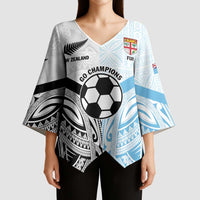 New Zealand-Fiji Football Custom Kimono Sleeve Blouse Together Go Champions - Polynesian Pride