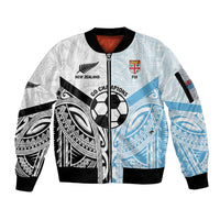 New Zealand-Fiji Football Custom Sleeve Zip Bomber Jacket Together Go Champions