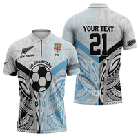 New Zealand-Fiji Football Custom Zipper Polo Shirt Together Go Champions - Polynesian Pride