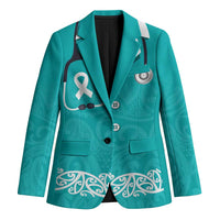 New Zealand Nurses Week Blazer Maori Kowhaiwhai Cyan Tribal LT9 Unisex Cyan - Polynesian Pride