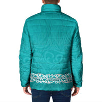 New Zealand Nurses Week Padded Jacket Maori Kowhaiwhai Cyan Tribal LT9 - Polynesian Pride