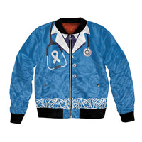 New Zealand Nurses Week Bomber Jacket Maori Kowhaiwhai Blue Tribal LT9 Unisex Blue - Polynesian Pride