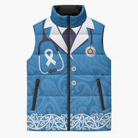 New Zealand Nurses Week Sleeveless Puffer Jacket Maori Kowhaiwhai Blue Tribal LT9 Unisex Blue - Polynesian Pride
