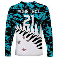 (Custom Text And Number) New Zealand Cricket Long Sleeve Shirt Black Cap Sporty Style No2 LT9 - Polynesian Pride