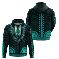 African Dashiki Hoodie With Polynesian Pattern Teal LT9 - Polynesian Pride