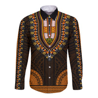 African Dashiki Long Sleeve Button Shirt With Polynesian Pattern - Gold LT9 Unisex Gold - Polynesian Pride