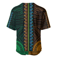 African Dashiki Baseball Jersey With Polynesian Pattern - Half Green and Gold LT9 - Polynesian Pride