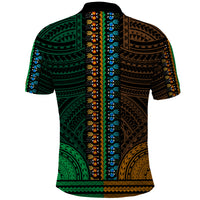 African Dashiki Polo Shirt With Polynesian Pattern Half Green and Gold LT9 - Polynesian Pride
