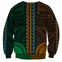 African Dashiki Sweatshirt With Polynesian Pattern - Half Green and Gold LT9 - Polynesian Pride