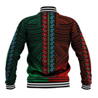 African Dashiki Baseball Jacket With Polynesian Pattern - Half Green and Red LT9 - Polynesian Pride