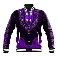 African Dashiki Baseball Jacket With Polynesian Pattern - Purple LT9 Unisex Purple - Polynesian Pride