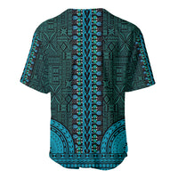 African Dashiki Baseball Jersey With Tapa Pattern - Teal LT9 - Polynesian Pride