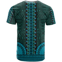 African Dashiki T Shirt With Tapa Pattern Teal LT9 - Polynesian Pride