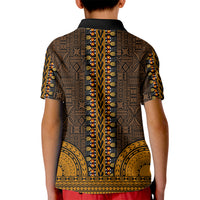 African Dashiki Kid Polo Shirt With Tapa Pattern - Gold LT9 - Polynesian Pride