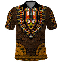 African Dashiki Polo Shirt With Tapa Pattern Gold LT9 Gold - Polynesian Pride