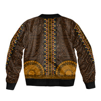 African Dashiki Sleeve Zip Bomber Jacket With Tapa Pattern - Gold LT9 - Polynesian Pride
