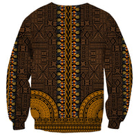 African Dashiki Sweatshirt With Tapa Pattern - Gold LT9 - Polynesian Pride
