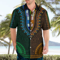 African Dashiki Hawaiian Shirt With Tapa Pattern - Half Green and Gold LT9 - Polynesian Pride