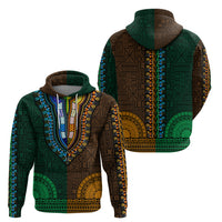 African Dashiki Hoodie With Tapa Pattern Half Green and Gold LT9 - Polynesian Pride