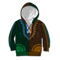 African Dashiki Kid Hoodie With Tapa Pattern - Half Green and Gold LT9 - Polynesian Pride