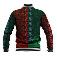 African Dashiki Baseball Jacket With Tapa Pattern - Half Green and Red LT9 - Polynesian Pride