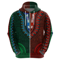 African Dashiki Hoodie With Tapa Pattern Half Green and Red LT9 - Polynesian Pride
