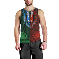 African Dashiki Men Tank Top With Tapa Pattern - Half Green and Red LT9 - Polynesian Pride