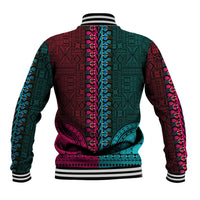 African Dashiki Baseball Jacket With Tapa Pattern - Half Teal and Pink LT9 - Polynesian Pride