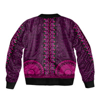 African Dashiki Bomber Jacket With Tapa Pattern - Pink LT9 - Polynesian Pride