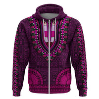 African Dashiki Hoodie With Tapa Pattern Pink LT9 Zip Hoodie Pink - Polynesian Pride