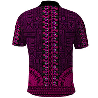 African Dashiki Polo Shirt With Tapa Pattern Pink LT9 - Polynesian Pride