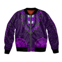 African Dashiki Bomber Jacket With Tapa Pattern - Purple LT9 Unisex Purple - Polynesian Pride