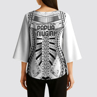 Independen Stet bilong Papua Niugini 1975 Kimono Sleeve Blouse White Tribal Papua New Guinea Province Flag LT9 - Polynesian Pride