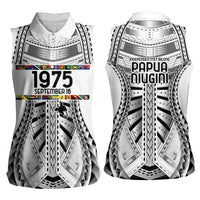 Independen Stet bilong Papua Niugini 1975 Women Sleeveless Polo Shirt White Tribal Papua New Guinea Province Flag LT9 - Polynesian Pride