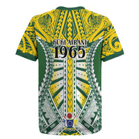 Cook Islands 1965 National Pride Rugby Jersey Green Yellow Tribal Pattern LT9 - Polynesian Pride